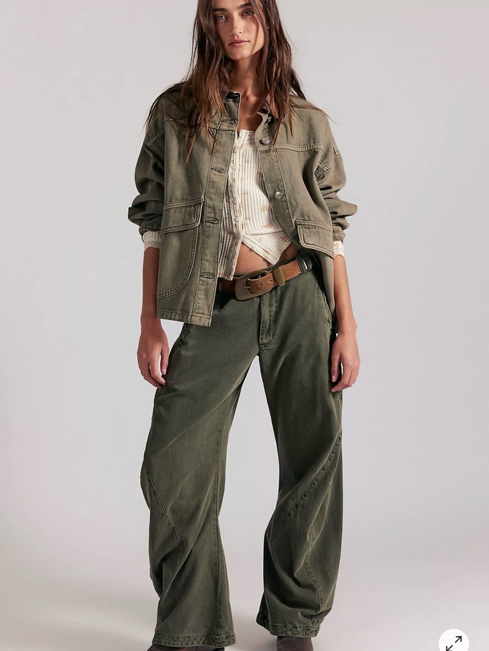 Spotlight Washed Barrel Chino Trousers Dusty Olive.